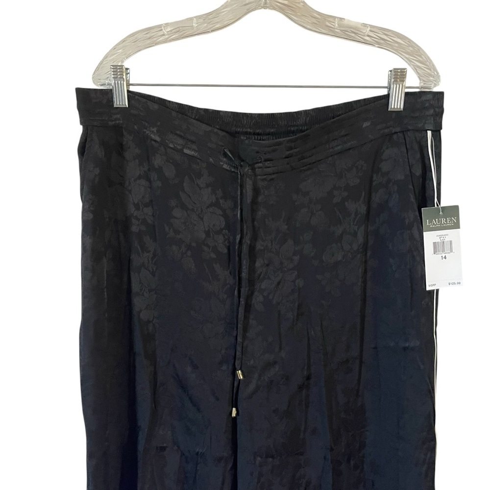 NWT Lauren Ralph Lauren Black Wide-Leg Pants Women Size 14 - Picture 4 of 7